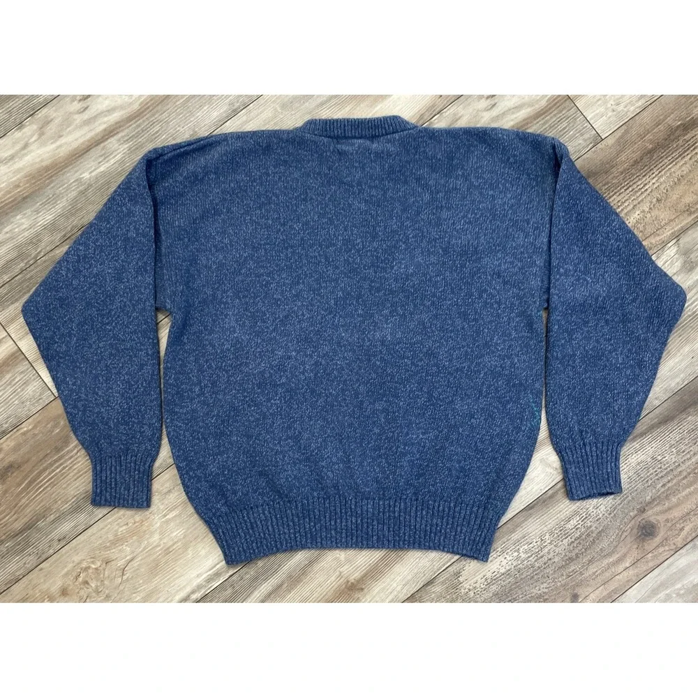 Vintage 90s Eddie Bauer‎ Sweater Men's L Argyle Knit Crewneck Blue Red Diamond - Picture 4 of 4